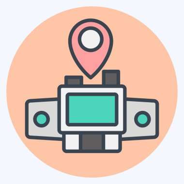 Simge Haritası Sensörü. Araba Bakım Sembolü ile ilgili. renk arkadaşı stili. Basit dizayn edilebilir. Basit resimleme