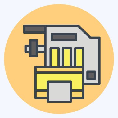 Simge Motor Soğutma Sistemi. Araba Bakım Sembolü ile ilgili. renk arkadaşı stili. Basit dizayn edilebilir. Basit resimleme