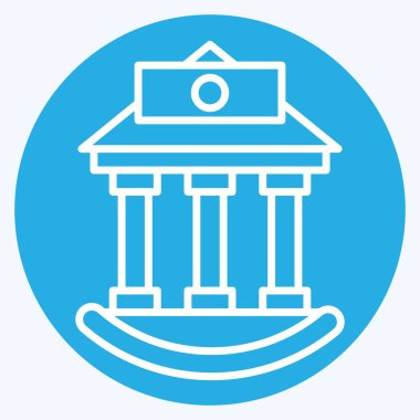 Icon Bankası. Simge Binası sembolüyle ilgili. Mavi gözlü. Basit dizayn edilebilir. Basit resimleme