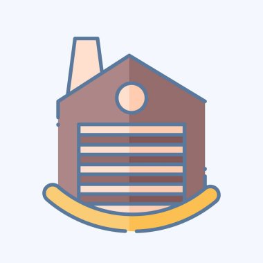 Simge Fabrikası. Simge Binası sembolüyle ilgili. Karalama stili. Basit dizayn edilebilir. Basit resimleme