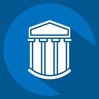 Simge Müzesi. Simge Binası sembolüyle ilgili. Uzun gölge tarzı. Basit dizayn edilebilir. Basit resimleme