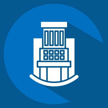 Icon Hastanesi. Simge Binası sembolüyle ilgili. Uzun gölge tarzı. Basit dizayn edilebilir. Basit resimleme