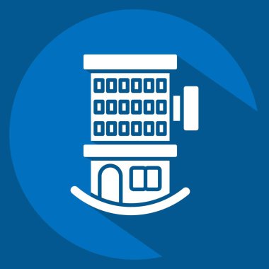 Icon Oteli. Simge Binası sembolüyle ilgili. Uzun gölge tarzı. Basit dizayn edilebilir. Basit resimleme