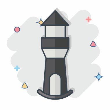Simge Deniz Feneri. Simge Binası sembolüyle ilgili. Çizgi roman. Basit dizayn edilebilir. Basit resimleme