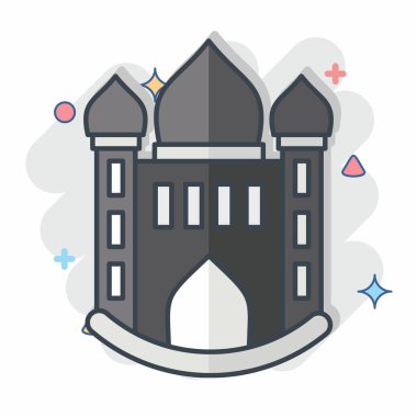 Simge Camii. Simge Binası sembolüyle ilgili. Çizgi roman. Basit dizayn edilebilir. Basit resimleme