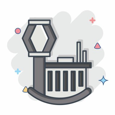 Simge Havaalanı. Simge Binası sembolüyle ilgili. Çizgi roman. Basit dizayn edilebilir. Basit resimleme