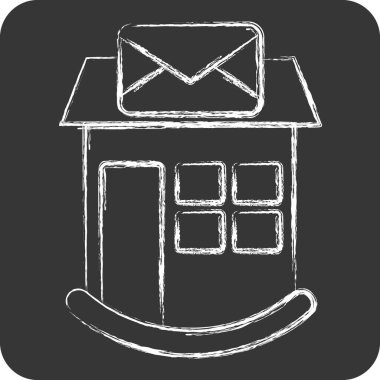 Simge Postanesi. Simge Binası sembolüyle ilgili. Tebeşir stili. Basit dizayn edilebilir. Basit resimleme