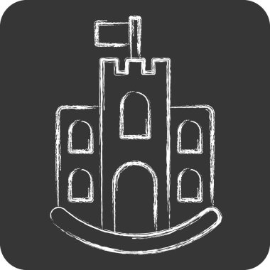 Simge kalesi. Simge Binası sembolüyle ilgili. Tebeşir stili. Basit dizayn edilebilir. Basit resimleme