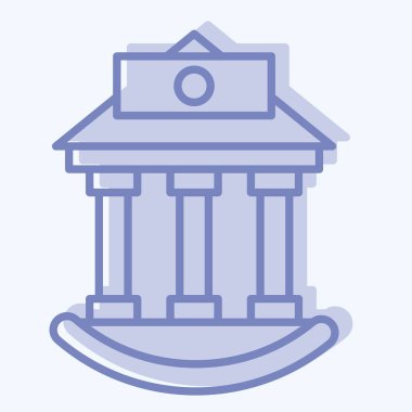 Icon Bankası. Simge Binası sembolüyle ilgili. İki ton stili. Basit dizayn edilebilir. Basit resimleme