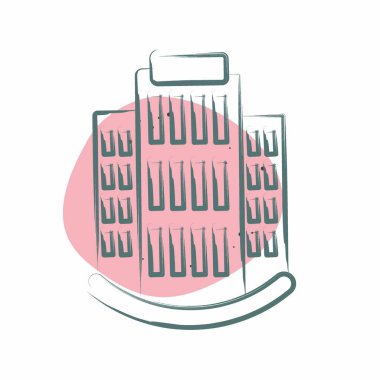 Simgesel Apartmanlar. Simge Binası sembolüyle ilgili. Renkli Leke Biçimi. Basit dizayn edilebilir. Basit resimleme