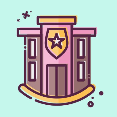 Simge Polis Karakolu. Simge Binası sembolüyle ilgili. MBE tarzı. Basit dizayn edilebilir. Basit resimleme