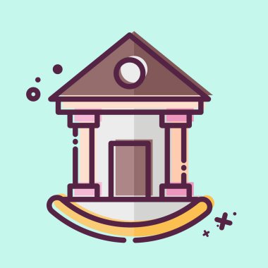 Simge mahkeme binası. Simge Binası sembolüyle ilgili. MBE tarzı. Basit dizayn edilebilir. Basit resimleme