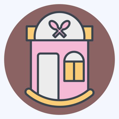 Simge Restoranı. Simge Binası sembolüyle ilgili. renk arkadaşı stili. Basit dizayn edilebilir. Basit resimleme