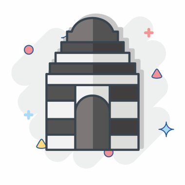 Hindistan 'ın ikon kapısı. Hindistan sembolüyle ilgili. Çizgi roman. Basit dizayn edilebilir. Basit resimleme