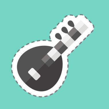 Çıkartma çizgisi Sitar 'ı kesti. Hindistan sembolüyle ilgili. Basit dizayn edilebilir. Basit resimleme