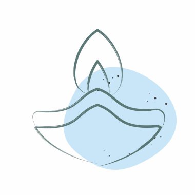 Simge yağı lambası. Hindistan sembolüyle ilgili. Renkli Leke Biçimi. Basit dizayn edilebilir. Basit resimleme