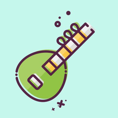 Simge Sitar. Hindistan sembolüyle ilgili. MBE tarzı. Basit dizayn edilebilir. Basit resimleme