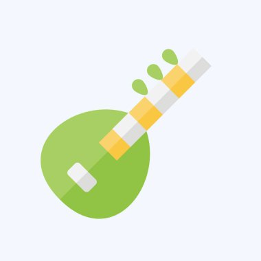 Simge Sitar. Hindistan sembolüyle ilgili. Düz stil. Basit dizayn edilebilir. Basit resimleme