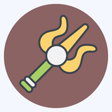 İkon mızrağı. Hindistan sembolüyle ilgili. renk arkadaşı stili. Basit dizayn edilebilir. Basit resimleme