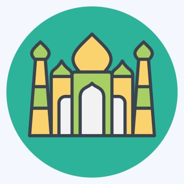 Simge Taj Mahal. Hindistan sembolüyle ilgili. renk arkadaşı stili. Basit dizayn edilebilir. Basit resimleme