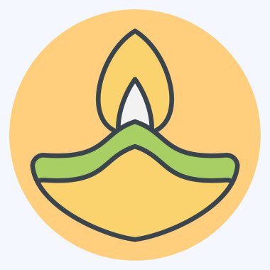 Simge yağı lambası. Hindistan sembolüyle ilgili. renk arkadaşı stili. Basit dizayn edilebilir. Basit resimleme