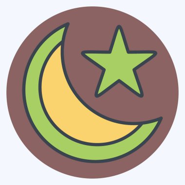 Icon Müslüman. Hindistan sembolüyle ilgili. renk arkadaşı stili. Basit dizayn edilebilir. Basit resimleme