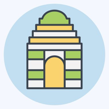 Hindistan 'ın ikon kapısı. Hindistan sembolüyle ilgili. renk arkadaşı stili. Basit dizayn edilebilir. Basit resimleme