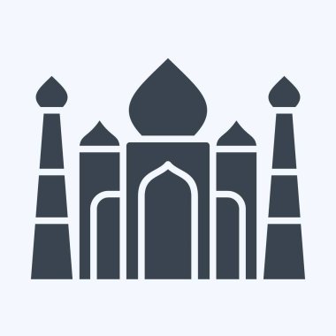 Simge Taj Mahal. Hindistan sembolüyle ilgili. Kabartma tarzı. Basit dizayn edilebilir. Basit resimleme