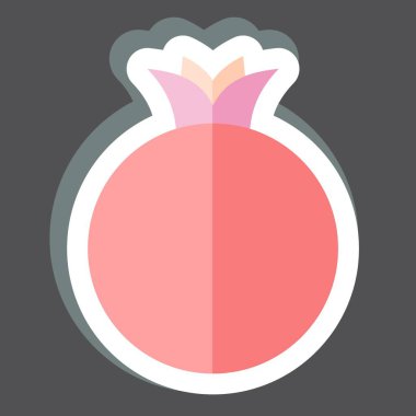 Çıkartmalı Nar. Meyve ve sebze sembolüyle ilgili. Basit dizayn edilebilir. Basit resimleme