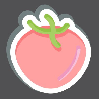 Çıkartmalı domates. Meyve ve sebze sembolüyle ilgili. Basit dizayn edilebilir. Basit resimleme