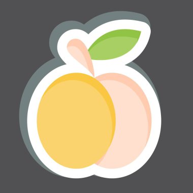 Çıkartmalı erik. Meyve ve sebze sembolüyle ilgili. Basit dizayn edilebilir. Basit resimleme