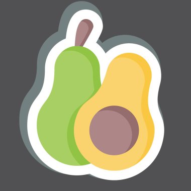 Etiket Avocado. Meyve ve sebze sembolüyle ilgili. Basit dizayn edilebilir. Basit resimleme