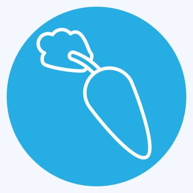 Simge Havucu. Meyve ve sebze sembolüyle ilgili. Mavi gözlü. Basit dizayn edilebilir. Basit resimleme