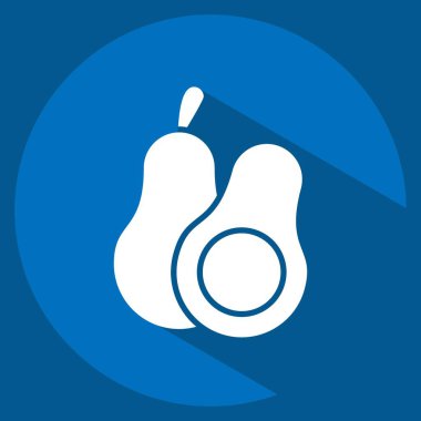 Simge Avokado. Meyve ve sebze sembolüyle ilgili. Uzun gölge tarzı. Basit dizayn edilebilir. Basit resimleme