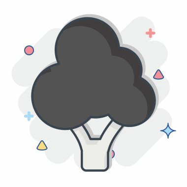 Brokoli ikonu. Meyve ve sebze sembolüyle ilgili. Çizgi roman. Basit dizayn edilebilir. Basit resimleme