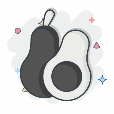 Simge Avokado. Meyve ve sebze sembolüyle ilgili. Çizgi roman. Basit dizayn edilebilir. Basit resimleme