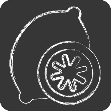 Icon Lemon. Meyve ve sebze sembolüyle ilgili. Tebeşir stili. Basit dizayn edilebilir. Basit resimleme