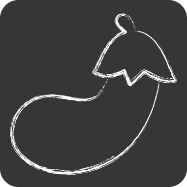 Simgesel patlıcan. Meyve ve sebze sembolüyle ilgili. Tebeşir stili. Basit dizayn edilebilir. Basit resimleme