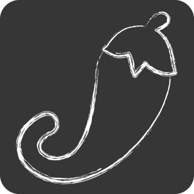 Icon Chili Kağıdı. Meyve ve sebze sembolüyle ilgili. Tebeşir stili. Basit dizayn edilebilir. Basit resimleme