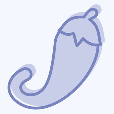 Icon Chili Kağıdı. Meyve ve sebze sembolüyle ilgili. İki ton stili. Basit dizayn edilebilir. Basit resimleme