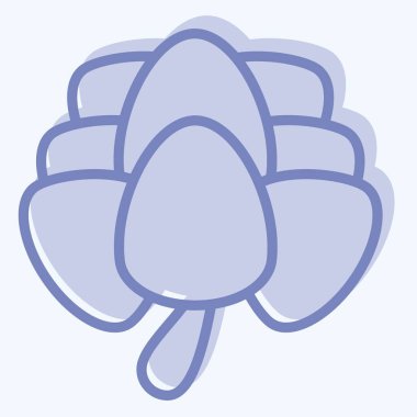 Simge enginarı. Meyve ve sebze sembolüyle ilgili. İki ton stili. Basit dizayn edilebilir. Basit resimleme