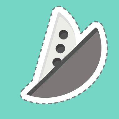 Çıkartma çizgisi Bezelyeleri kesti. Meyve ve sebze sembolüyle ilgili. Basit dizayn edilebilir. Basit resimleme