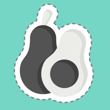 Etiket çizgisi Avocado 'yu kesti. Meyve ve sebze sembolüyle ilgili. Basit dizayn edilebilir. Basit resimleme