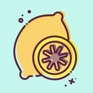 Icon Lemon. Meyve ve sebze sembolüyle ilgili. MBE tarzı. Basit dizayn edilebilir. Basit resimleme