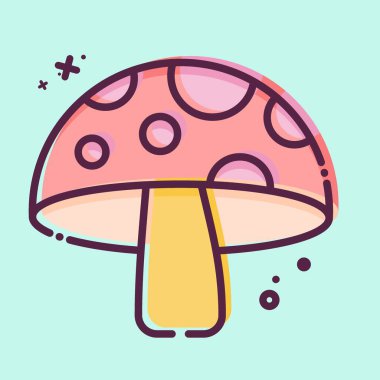 İkon mantarı. Meyve ve sebze sembolüyle ilgili. MBE tarzı. Basit dizayn edilebilir. Basit resimleme