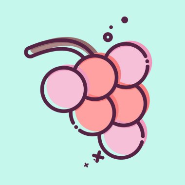 Simge üzümü. Meyve ve sebze sembolüyle ilgili. MBE tarzı. Basit dizayn edilebilir. Basit resimleme