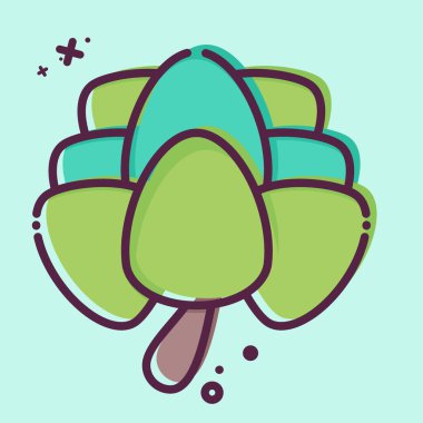 Simge enginarı. Meyve ve sebze sembolüyle ilgili. MBE tarzı. Basit dizayn edilebilir. Basit resimleme