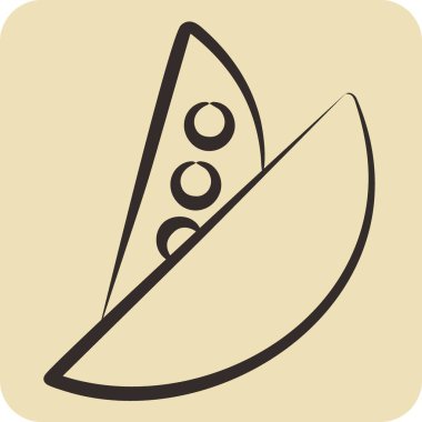 Icon Bezelyeleri. Meyve ve sebze sembolüyle ilgili. El çizimi tarzı. Basit dizayn edilebilir. Basit resimleme