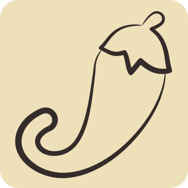 Icon Chili Kağıdı. Meyve ve sebze sembolüyle ilgili. El çizimi tarzı. Basit dizayn edilebilir. Basit resimleme