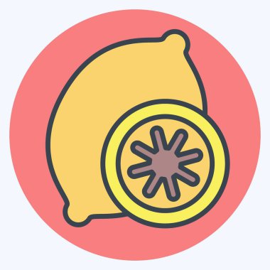 Icon Lemon. Fruit ve Sebze Renk Eşi tarzında. Basit dizayn edilebilir. Basit resimleme